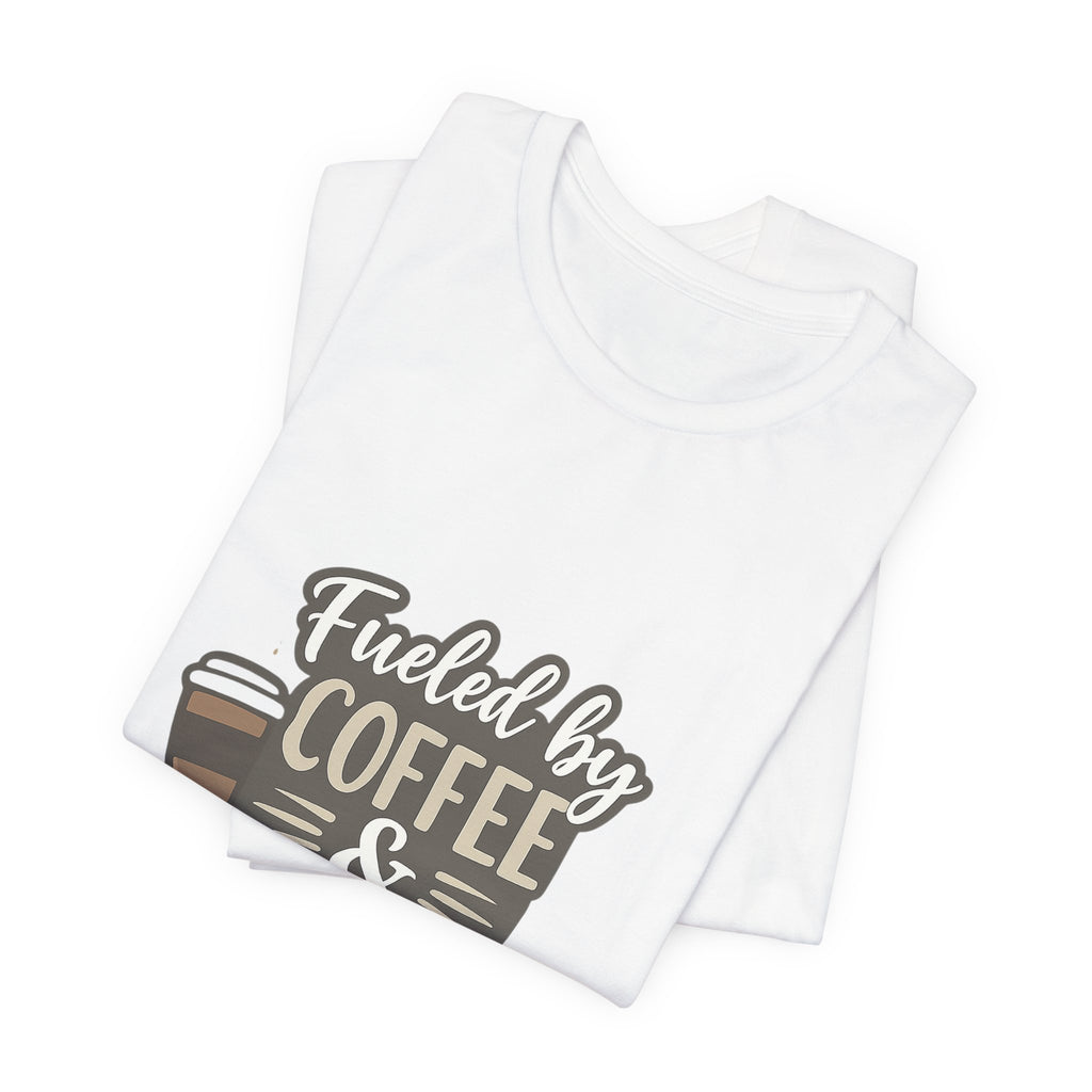 JOURNI- Fueled by Coffee & Chaos T-Shirt — Funny Coffee Tee for Coffee Lovers