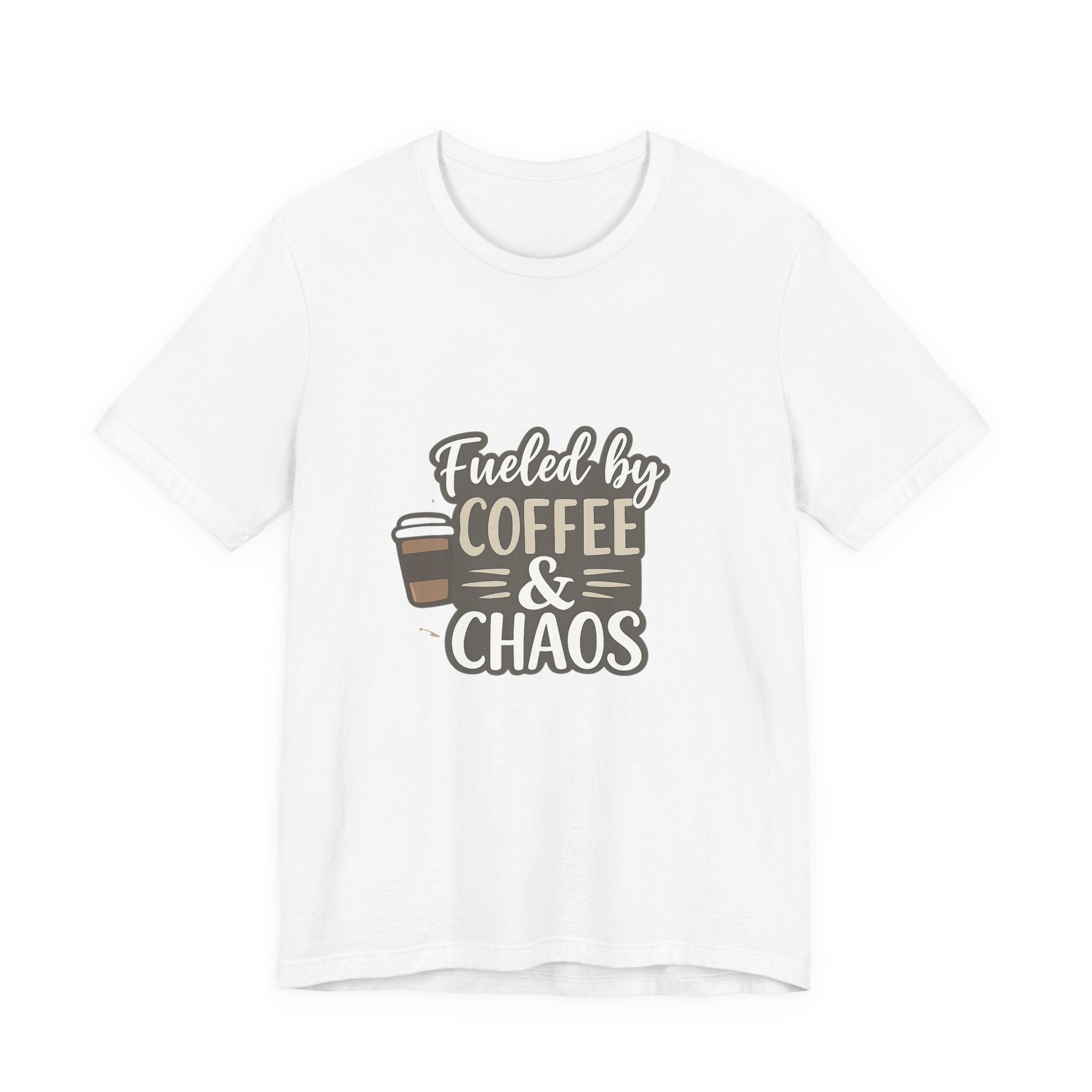 JOURNI- Fueled by Coffee & Chaos T-Shirt — Funny Coffee Tee for Coffee Lovers