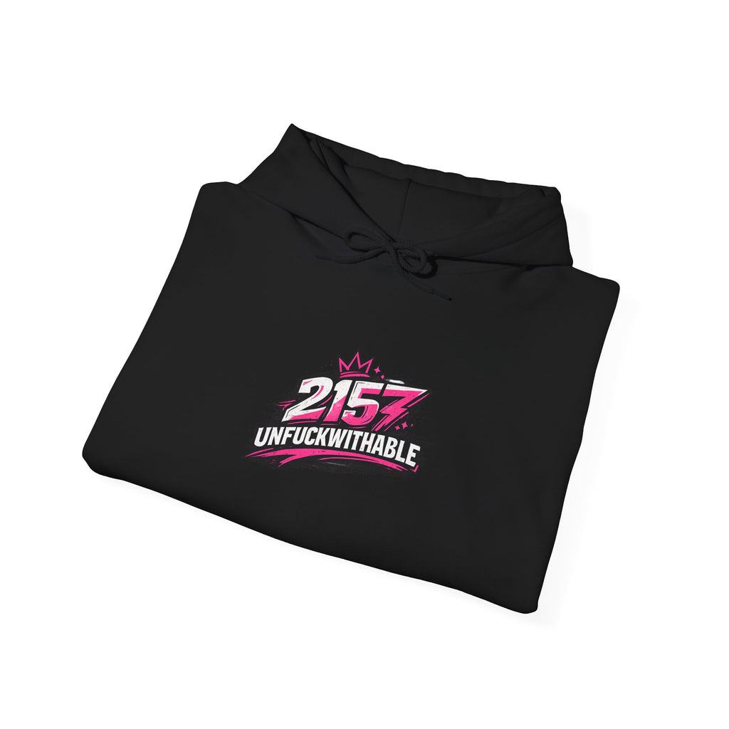 Hoodie — "2157 Unfuckwithable" Retro Badge Pullover